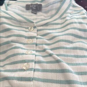 LOFT Sleep Mint and White Striped Pajama Set